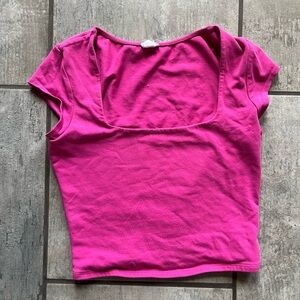 Garage Pink Smooth Open Neck Tee